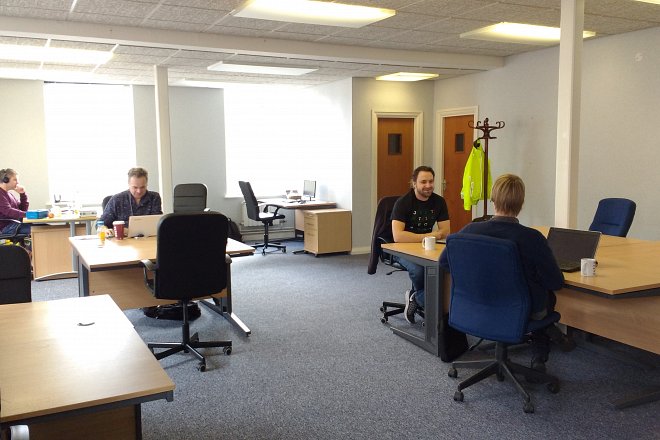 Interior view of people in Horsham Coworking space