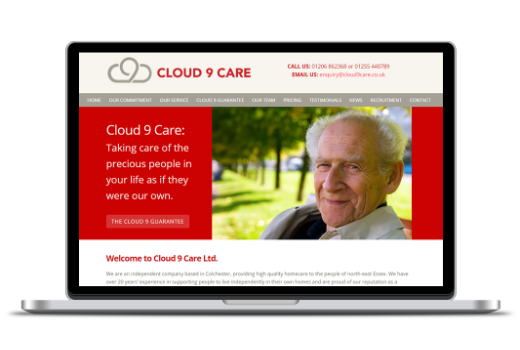 Screenshot of Cloud 9 Care website on a laptop
